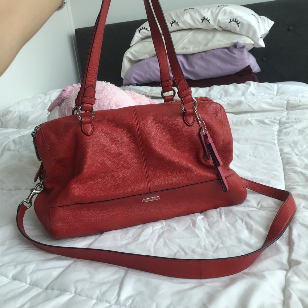 Almost brand new red real leather bag from COACH